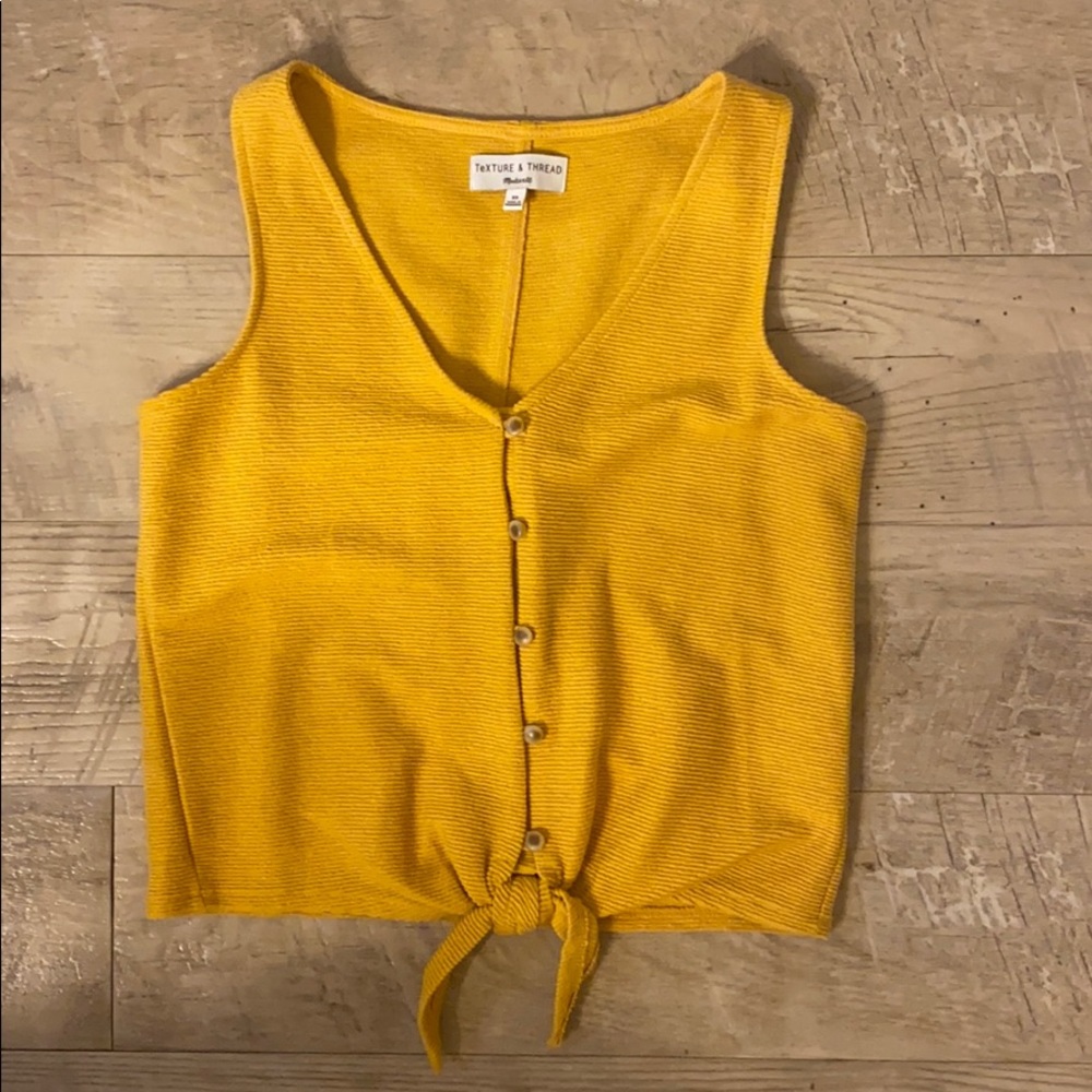 Madewell Texture and Thread Button Front Tie Top